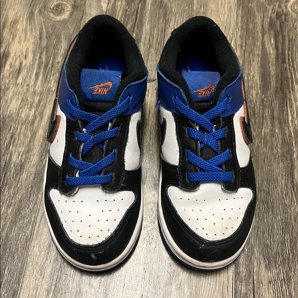 NIKE kids dunk low shoes white  black racer blue size 10C